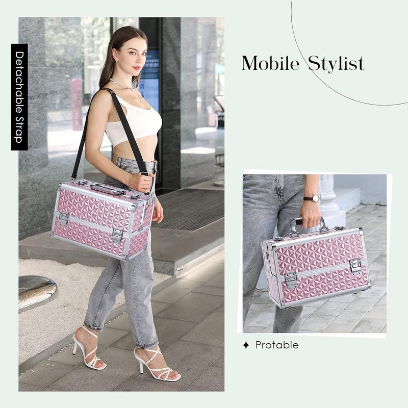 Joligrace Professional Makeup Train Case - Neutral Pink - Image 5