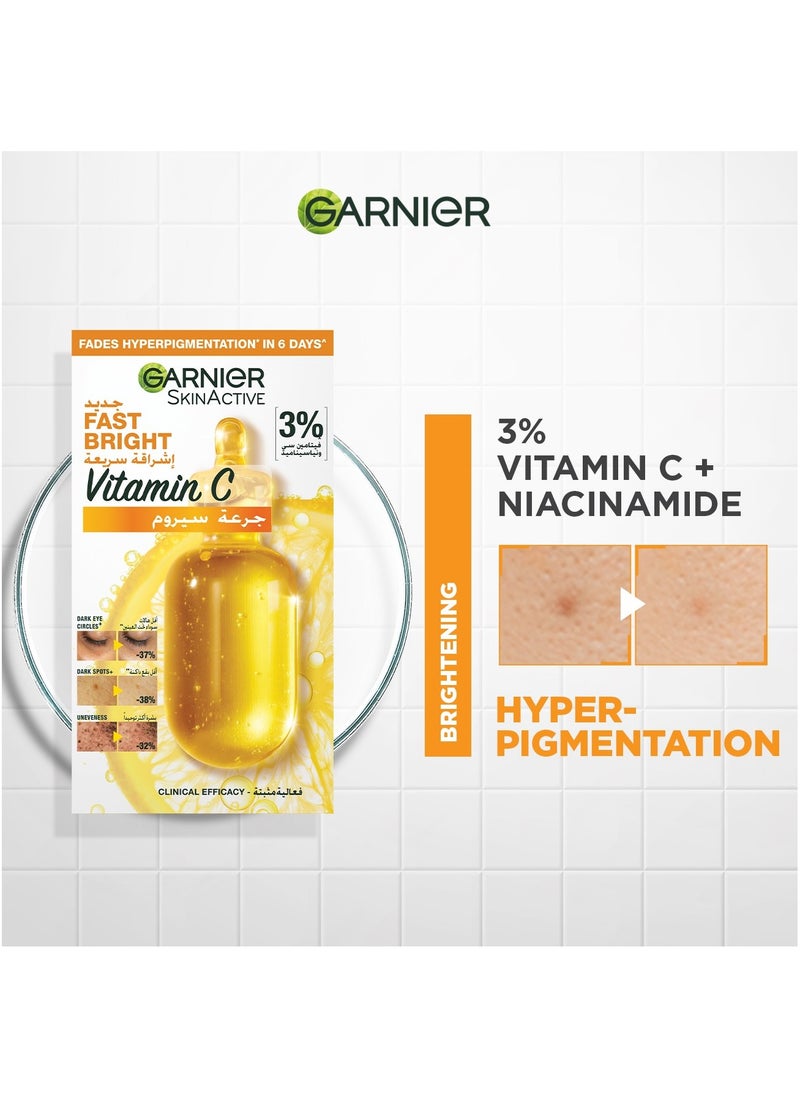 Garnier - Skin Active Fast Bright Hyperpigmentation and Dark Circles Ampoule Serum- Vitamin C and Niacinamide ( Mono-Dose 1x 1.5ml) - Image 1