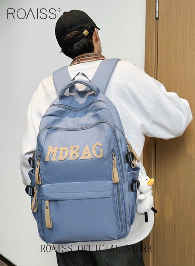 roaiss Unisex School Bag with Adorable Pendant, Large Capacity Backpack with Multiple Pockets, Stylish Practical Bookbag for Students, Suitable for Classroom, Library, Camping and Short Trips - Image 3