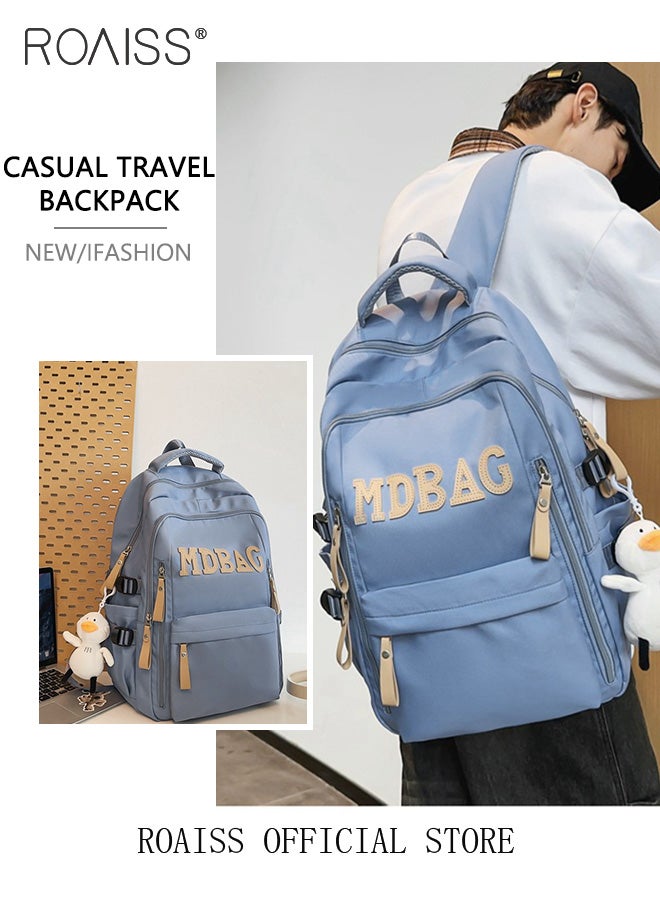 roaiss Unisex School Bag with Adorable Pendant, Large Capacity Backpack with Multiple Pockets, Stylish Practical Bookbag for Students, Suitable for Classroom, Library, Camping and Short Trips - Image 2