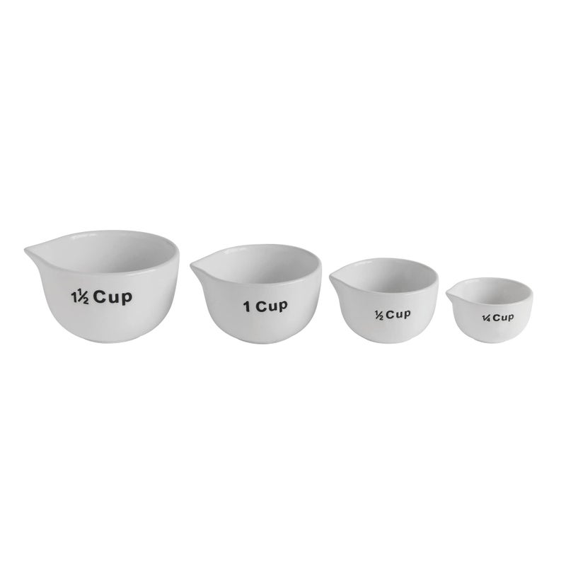 Creative Co-Op White Stoneware Measuring Cups (Set of 4 Sizes) - Image 1