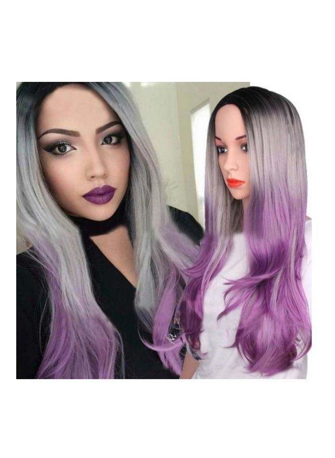 NIBEMINENT Gradient Curly Hair Wig Purple/Grey 20cm - Image 3