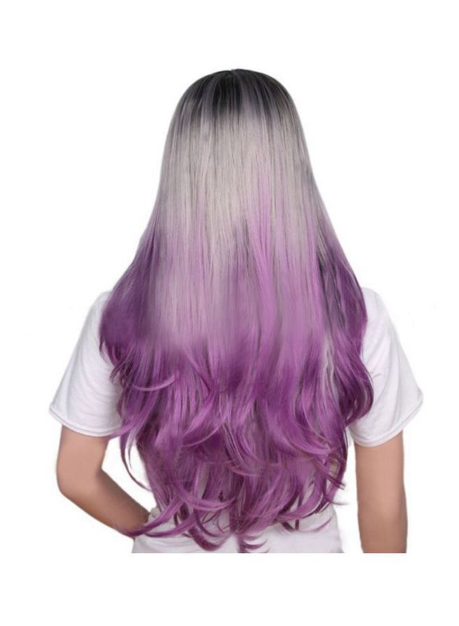 NIBEMINENT Gradient Curly Hair Wig Purple/Grey 20cm - Image 4