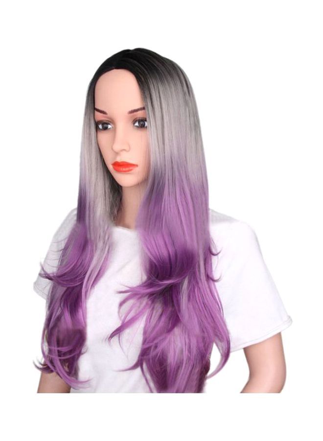 NIBEMINENT Gradient Curly Hair Wig Purple/Grey 20cm - Image 1
