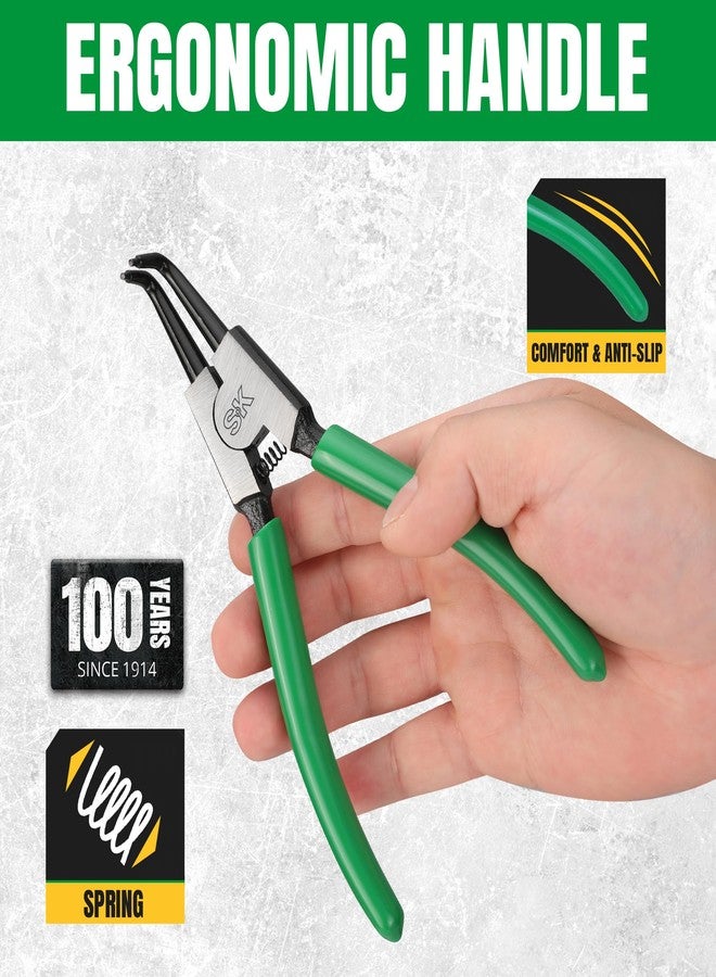 SK 4-Piece Snap Ring Pliers Set, 7-Inch Internal/External Circlip Pliers with Straight/Bent Jaw, Tip Diameter 0.07'', Premium CR-V Steel - Image 5