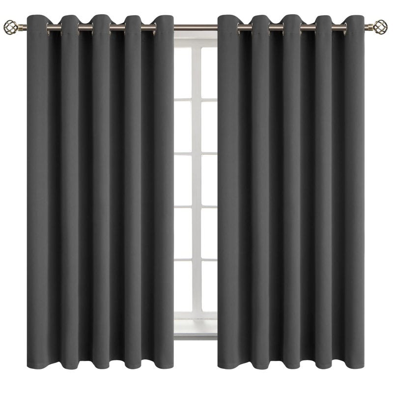 BGment الستائر التعتيم في غرفة النوم - الغرفة المعزولة الحرارية الغامق الستائر الغامق لغرفة المعيشة مجموعة من لوحين (70 × 63 بوصة رمادية داكنة) - Image 1