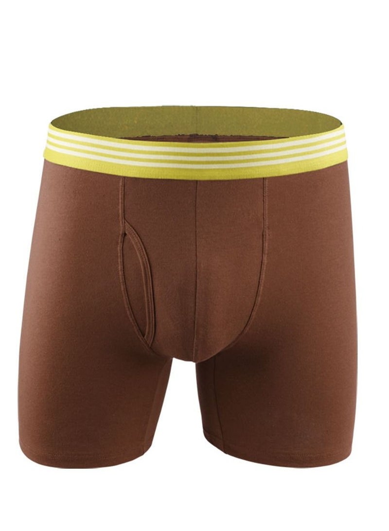 Loquat Men Breathable Underwear Boxer Brief Brown 