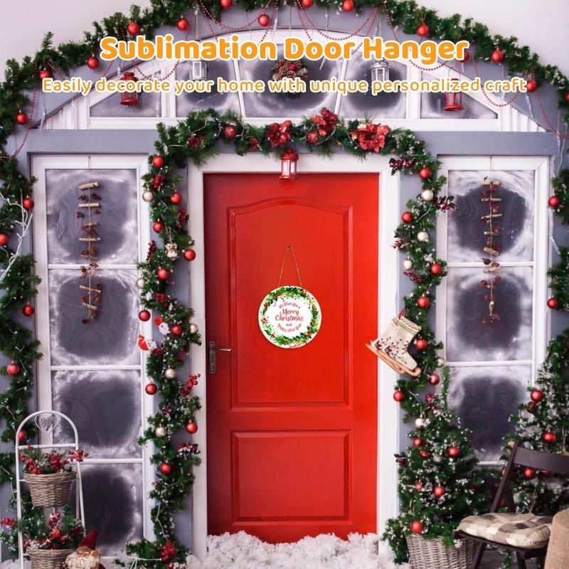 Blank Heat Press Circles with String for Door, 10 Pcs Sublimation Door Hangers, Wall Hanging MDF Blanks, Unfinished Round Embellishing Signs for Porch, Xmas Tree - Image 2