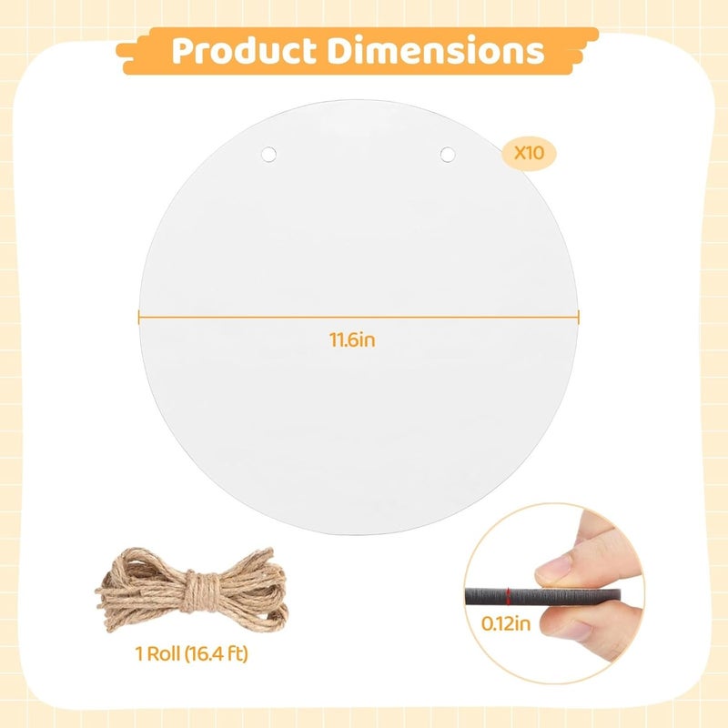 Blank Heat Press Circles with String for Door, 10 Pcs Sublimation Door Hangers, Wall Hanging MDF Blanks, Unfinished Round Embellishing Signs for Porch, Xmas Tree - Image 5