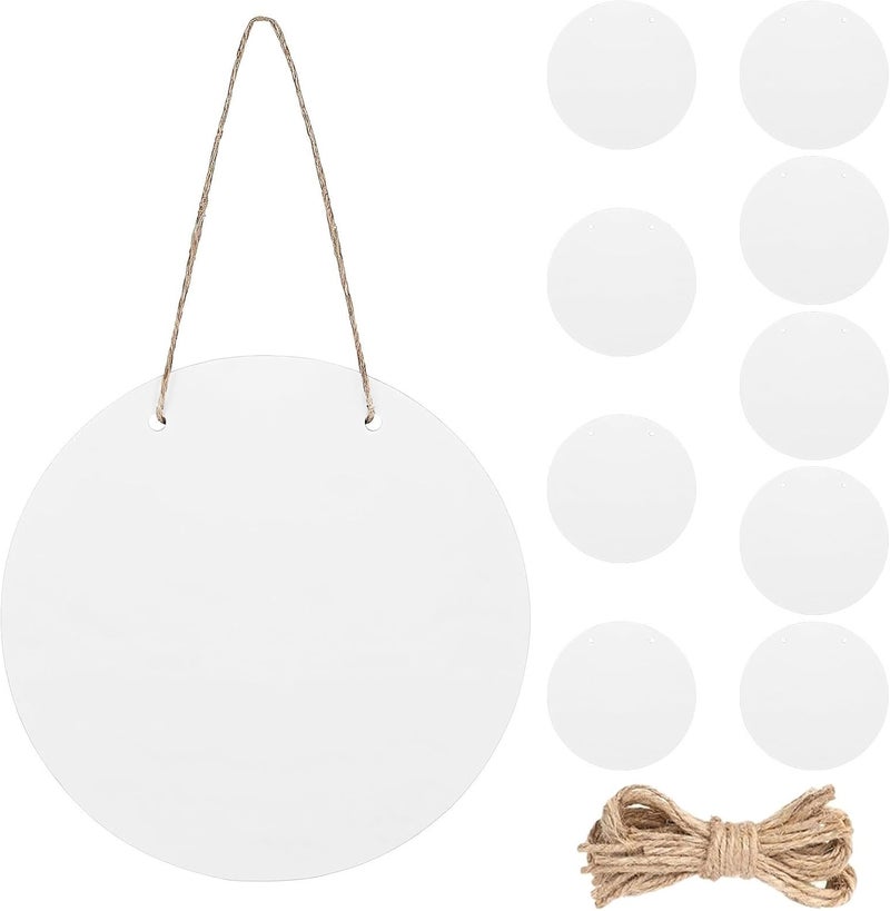 Blank Heat Press Circles with String for Door, 10 Pcs Sublimation Door Hangers, Wall Hanging MDF Blanks, Unfinished Round Embellishing Signs for Porch, Xmas Tree - Image 3