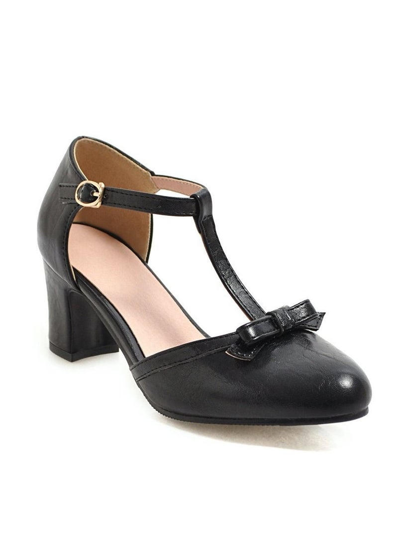 Loquat Mid Heeled Pump Shoes Black - Image 1