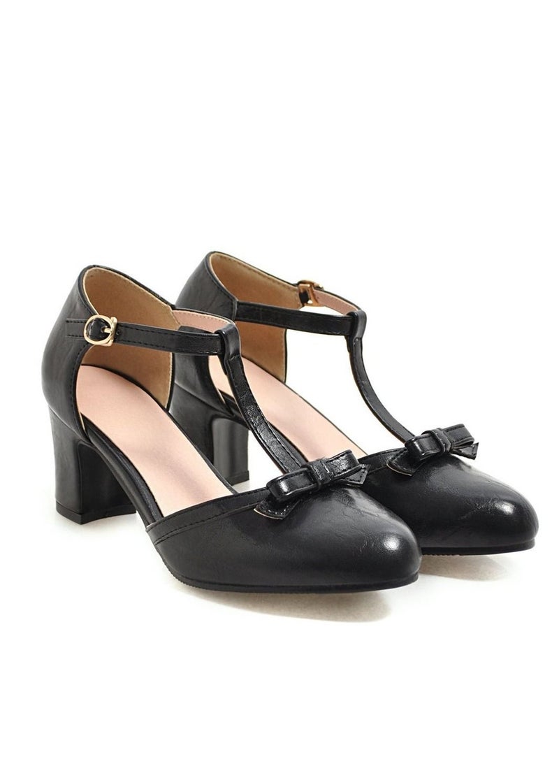 Loquat Mid Heeled Pump Shoes Black - Image 2