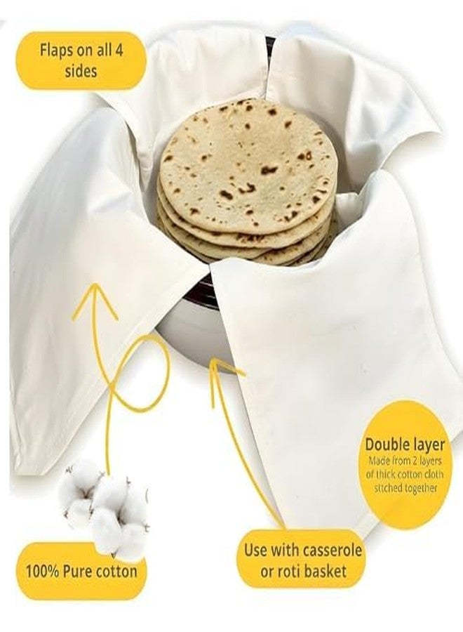 Gladnes Cotton Roti Cloth Wrap with Flaps, Double Layer Muslin Chapati Cover for Casserole & Hot Case, Soft Breathable, Reusable Washable Roti Cover for Tiffin & Storage (Pack of 2) - Image 4