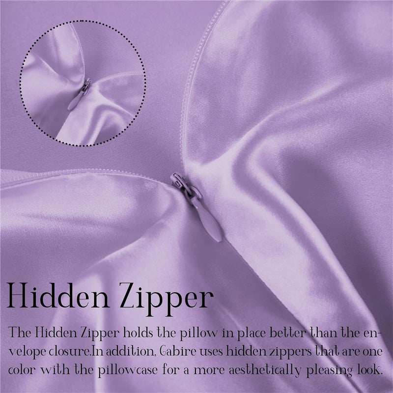 Gabire Mulberry Silk Queen Size Pillow Cases for Hair and Skin, Ultra Smooth Cooling Acne Pillow Case with Hidden Zipper Both Sides Real Silk Pillow Cases Queen (20"×30"), Lavender - Image 4