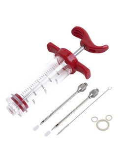 Meat Marinade Flavour Injector Syringe With Needle Clear/Red