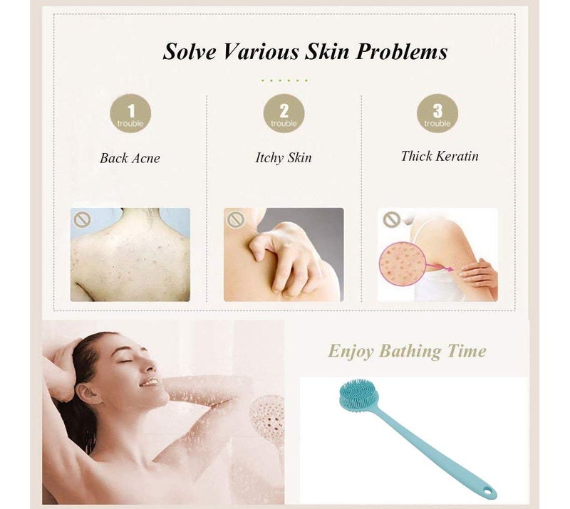 Cinlitek Silicone Body Scrubber, Long Handle Back Scrubber for Shower, Silicone Body Brush Shower Scrubber for Body, Shower Srush Back Brush Body Exfoliator - Image 3