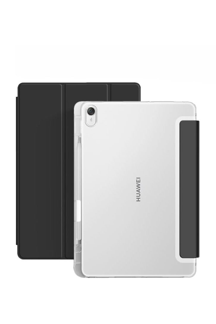 VKL Case Compatible with Huawei Hi MatePad 11.5-inch 2025 Tablet, Trifold Stand Cover Case with Pencil Holder,Leather Clear Transparent Back Cover (Black) - Image 1