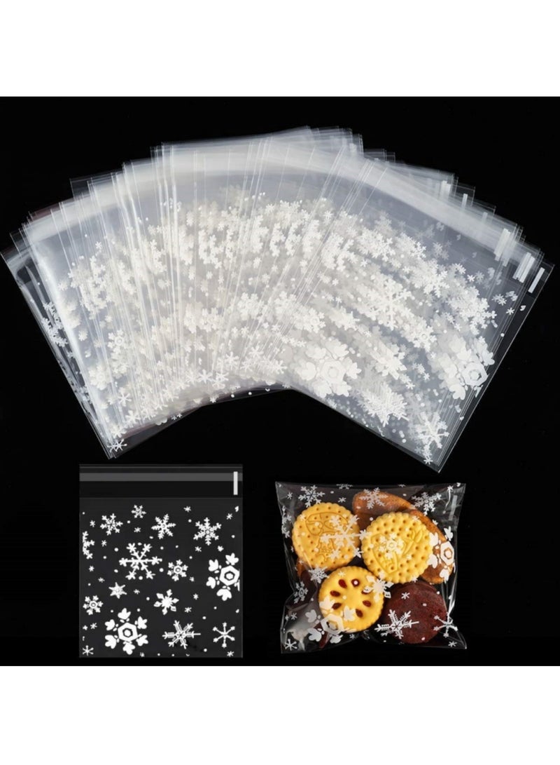 Mmmon 100Pcs Self Adhesive Snowflower Cookie Bags, Individual Resealable Cellophane Treat Bags, OPP Packaging Pouches for Party Favors, Treats, Small Items (3.9x3.9inch)  - Image 4