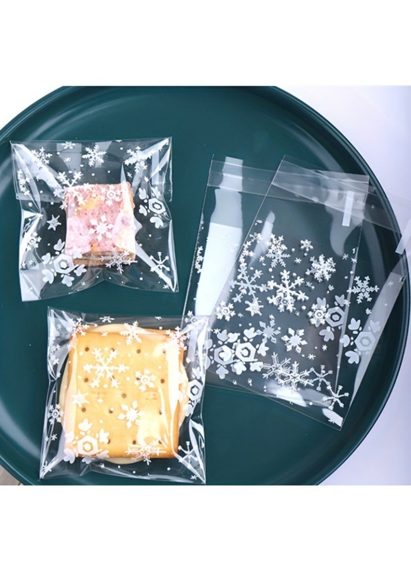 Mmmon 100Pcs Self Adhesive Snowflower Cookie Bags, Individual Resealable Cellophane Treat Bags, OPP Packaging Pouches for Party Favors, Treats, Small Items (3.9x3.9inch)  - Image 5