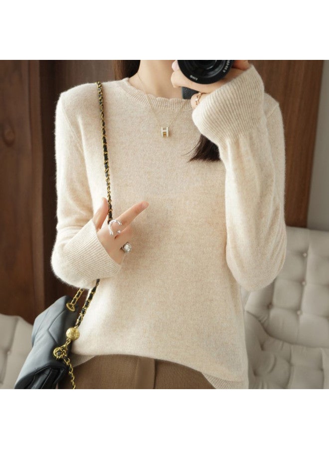 Modal Lace Collar Women'S Base Shirt, Skin-Friendly, Simple, Solid Color, Stylish, Fashionable Long Sleeve Top For Women - Image 3