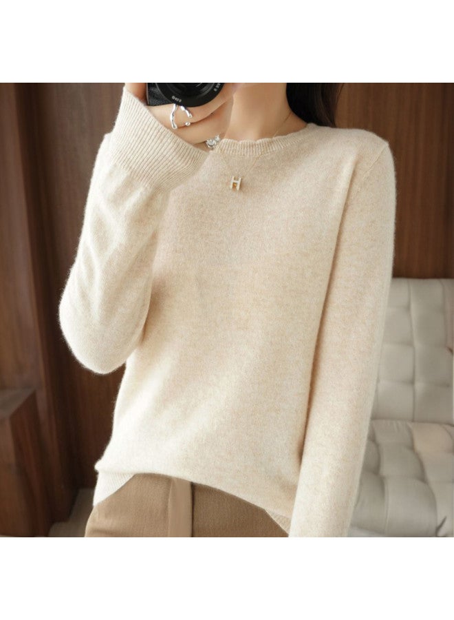 Modal Lace Collar Women'S Base Shirt, Skin-Friendly, Simple, Solid Color, Stylish, Fashionable Long Sleeve Top For Women - Image 4
