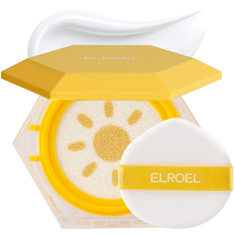 ELROEL Pang Pang Big Sun Cushion Plus - Broad Spectrum SPF50+ PA++++ Korean Sunscreen Cushion for Face & Body - Hypoallergenic & Lightweight Sun Cream, No White Cast (0.88 oz) - Image 1