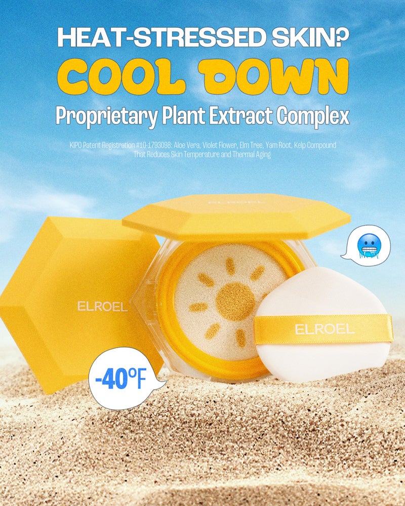 ELROEL Pang Pang Big Sun Cushion Plus - Broad Spectrum SPF50+ PA++++ Korean Sunscreen Cushion for Face & Body - Hypoallergenic & Lightweight Sun Cream, No White Cast (0.88 oz) - Image 5