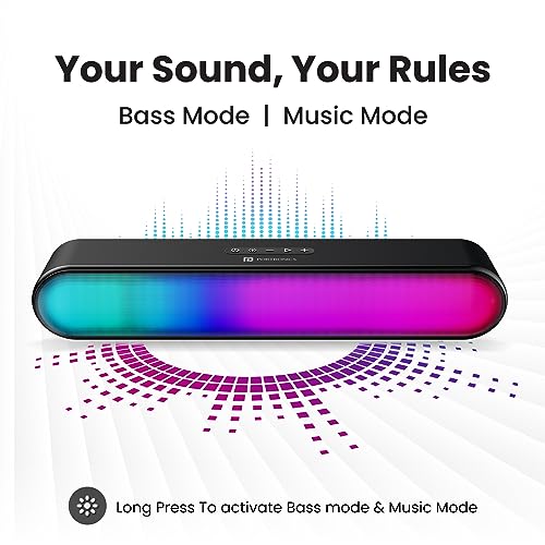 Portronics Decibel 23 16W Wireless Bluetooth Soundbar with LED Lights, Upto 5Hours Playback Sound, Bass Mode, Built in Mic, USB Port, 3.5mm AUX Port, Bluetooth 5.3v, Type C Charging (Black) - Image 4