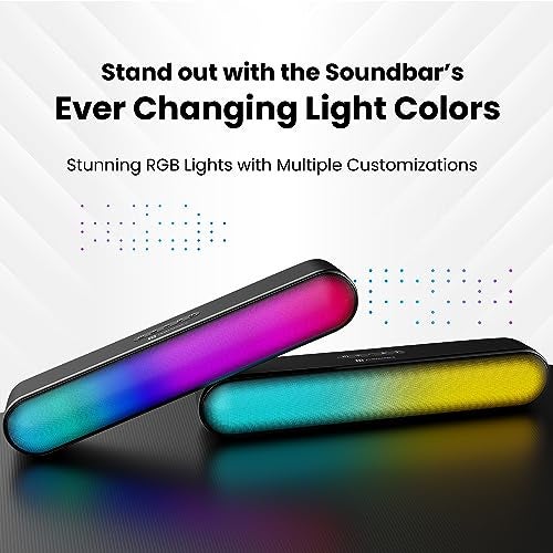 Portronics Decibel 23 16W Wireless Bluetooth Soundbar with LED Lights, Upto 5Hours Playback Sound, Bass Mode, Built in Mic, USB Port, 3.5mm AUX Port, Bluetooth 5.3v, Type C Charging (Black) - Image 5