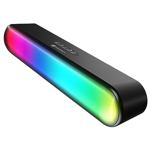 Portronics Decibel 23 16W Wireless Bluetooth Soundbar with LED Lights, Upto 5Hours Playback Sound, Bass Mode, Built in Mic, USB Port, 3.5mm AUX Port, Bluetooth 5.3v, Type C Charging (Black) - Image 1