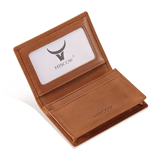 HISCOW Leather Business Card Case Holder for Men Women Italian Calfskin Vintage Brown - Image 3