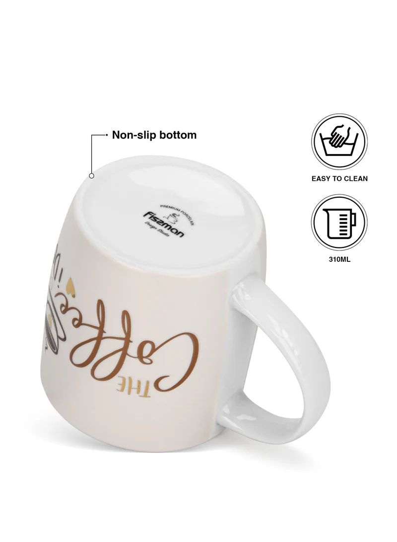 Fissman 2-Piece Mugs 310ml The Coffee I Do Coffee Mugs Set Couple Mug Valentines Day, New Bone China with Non Slip Bottom Coffee Cups for for Tea, Coffee, Present For Her/Him, Surprise Gift For Heart Day