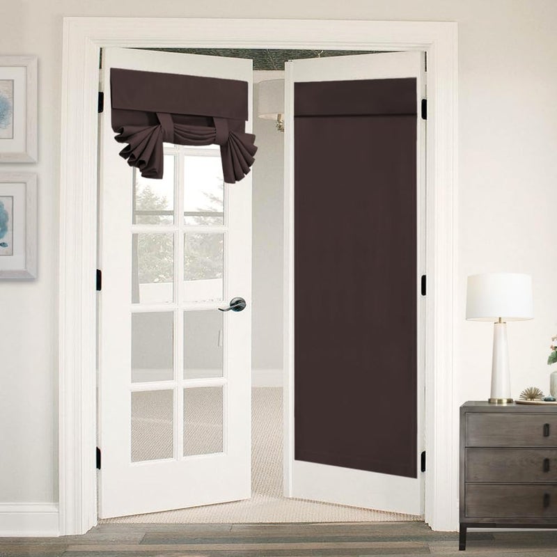 Tricia Window Door Curtain French Door Curtain Panel  Rod Pocket Blackout Drapes for Patio DoorGlass Door Curtain Full Privacy and Tool Free Single Door Panel 26 x 68 Inches Brown
