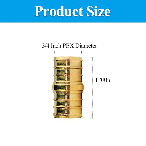 WiseWater 28 Pcs PEX Fittings 34 Inch 34 inch Straight Coupling Brass Fittings Barb Crimp PEX Pipe Fitting for PEX Pipe Plumbing Projects Pack of 28 - Image 3