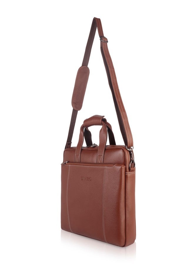 DIVISO Premium Leather Office Bag with Velvet Lining and Durable Strap Stylish and Spacious Design for Work and Travel (Tan) - Image 4