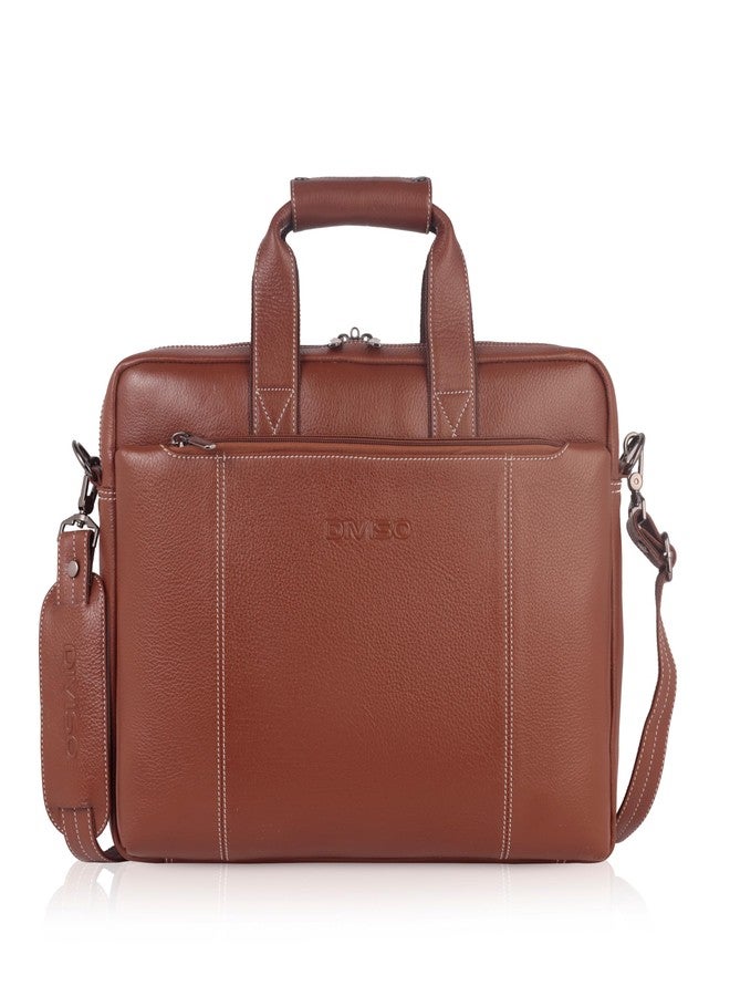 DIVISO Premium Leather Office Bag with Velvet Lining and Durable Strap Stylish and Spacious Design for Work and Travel (Tan) - Image 1