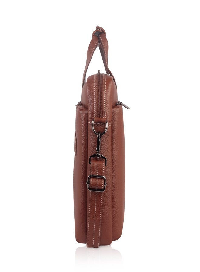 DIVISO Premium Leather Office Bag with Velvet Lining and Durable Strap Stylish and Spacious Design for Work and Travel (Tan) - Image 3
