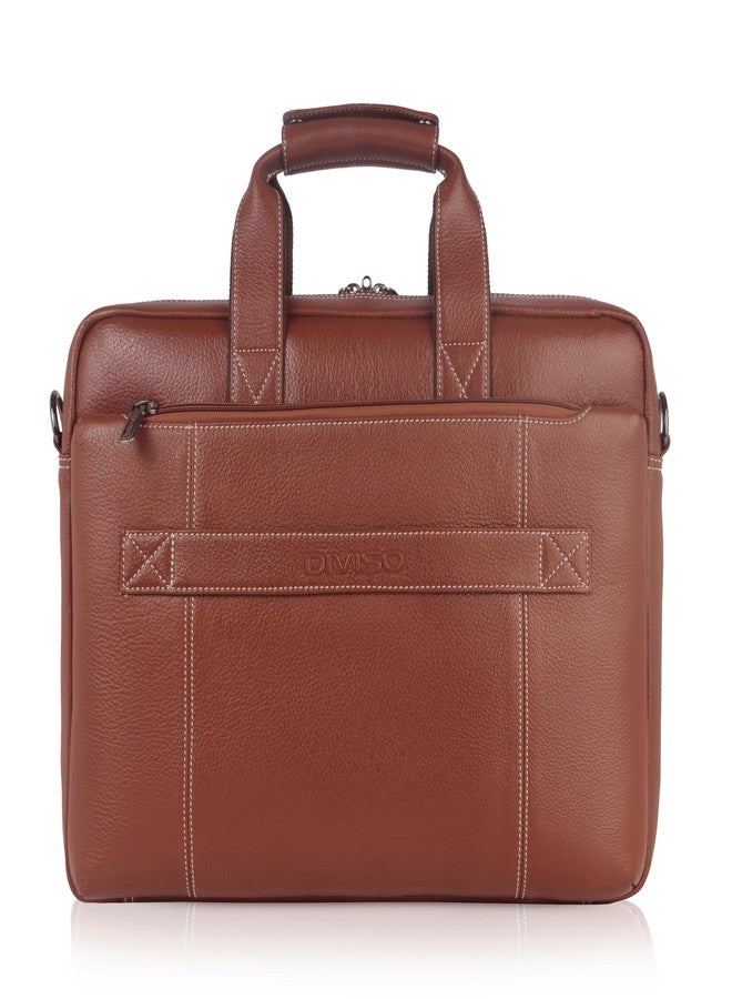 DIVISO Premium Leather Office Bag with Velvet Lining and Durable Strap Stylish and Spacious Design for Work and Travel (Tan) - Image 5