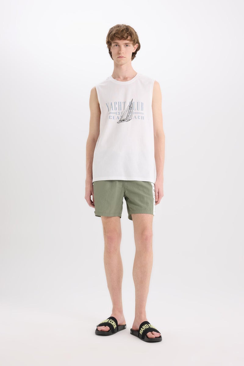 DeFacto Green Man Printed Mesh Lined Above Knee Swim Shorts Casual - Image 3