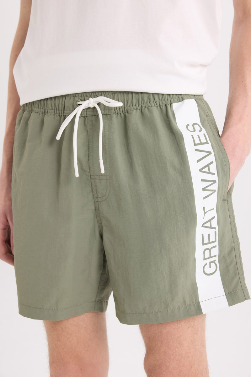 DeFacto Green Man Printed Mesh Lined Above Knee Swim Shorts Casual - Image 5