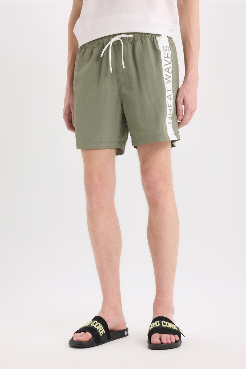 DeFacto Green Man Printed Mesh Lined Above Knee Swim Shorts Casual - Image 4