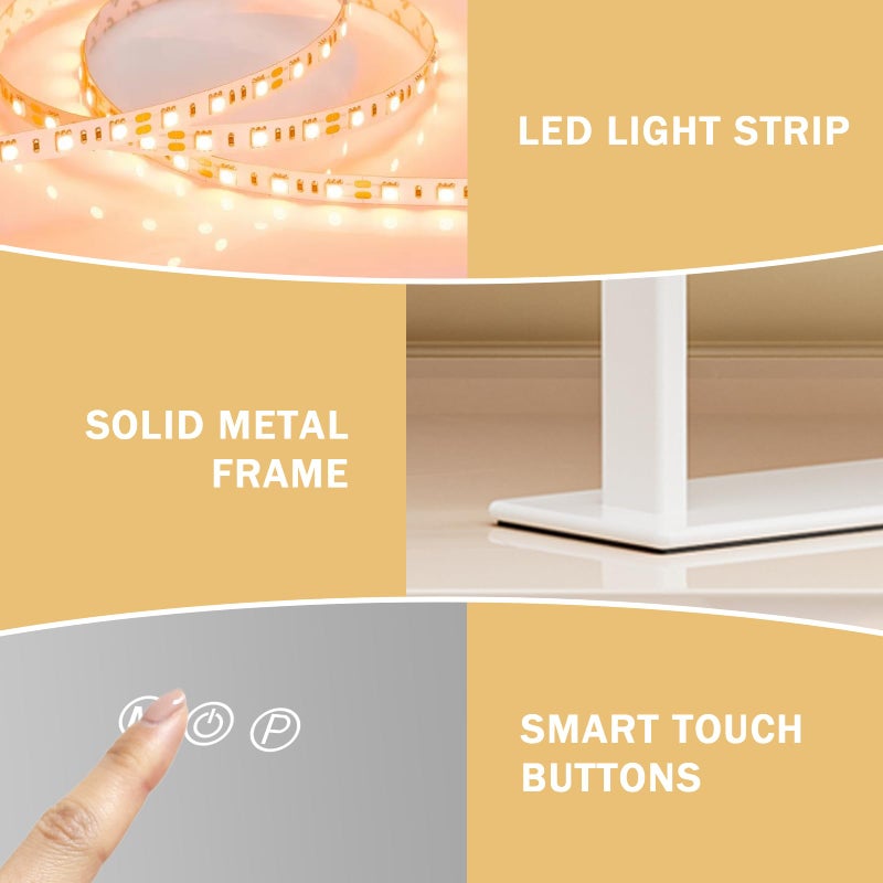 FENCHILIN Vanity Mirror with Lights 16.14" x 11.81",Lighted Makeup Mirror and Hollywood Mirror with Smart Touch Control 3 Colors Dimmable LED Light, 360Â°Rotation 10X Magnification(White) - Image 3