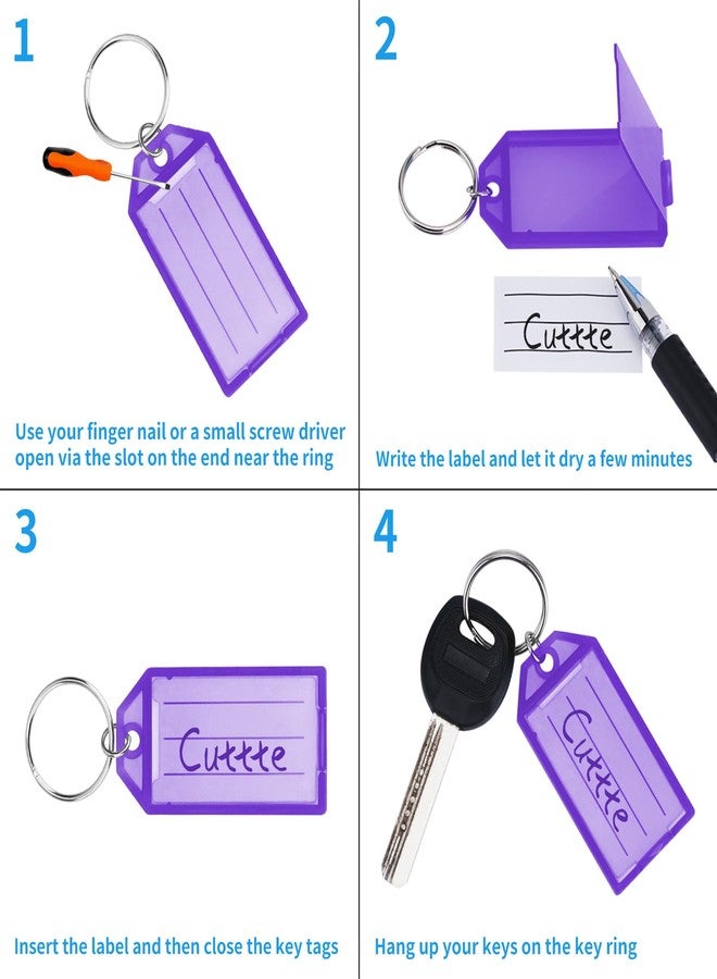 Cuttte 48pcs Key Tags with Labels - Cuttte 8 Colors Plastic Key Tags, Key Labels Tags with Ring and Label Window - Image 2