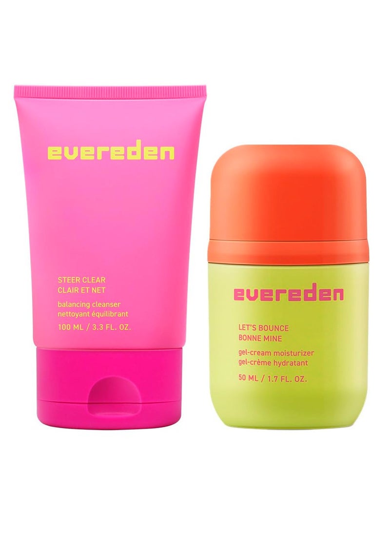 Evereden Evereden Let's Bounce Teen Face Moisturizer & Steer Clear Balancing Jelly Cleanser Pre Teen Face Wash Bundle: Clean & Vegan Pre-Teen Skincare with Triple Green Tea Complex - Non-Drying & Non-Greasy  - Image 1
