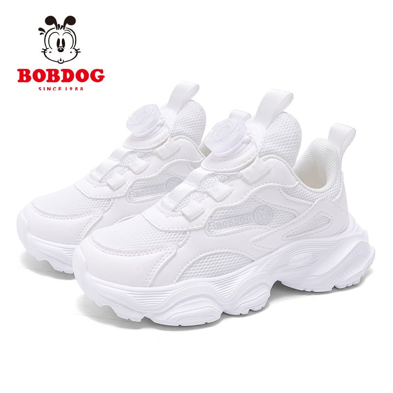 Babu Bean Boys' Breathable White Shoes Girls' Leather Waterproof White Shoes All-Match White Shoes For Middle And Big Children Campus - Image 1
