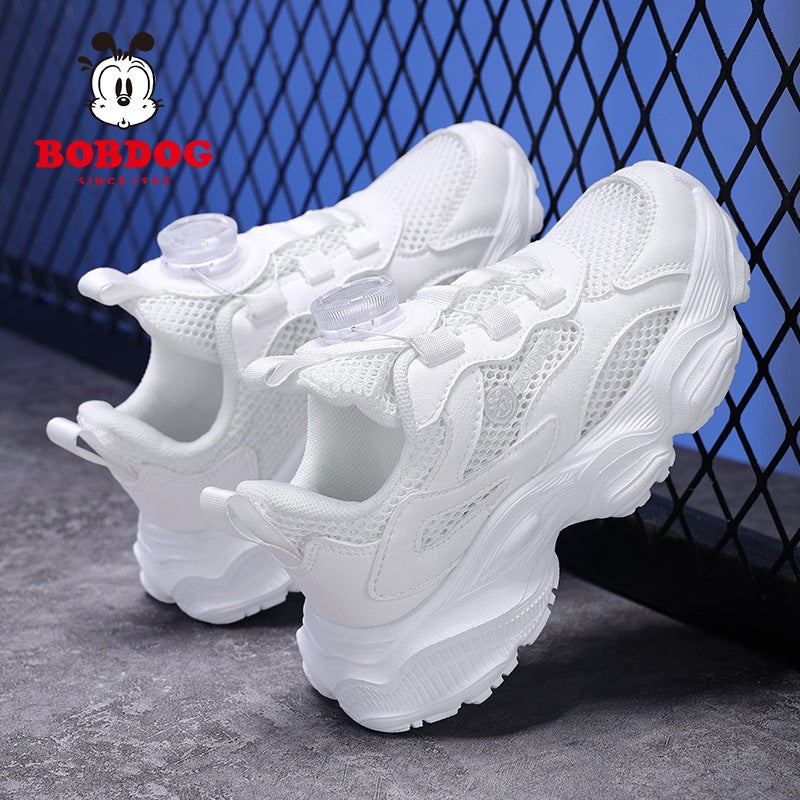 Babu Bean Boys' Breathable White Shoes Girls' Leather Waterproof White Shoes All-Match White Shoes For Middle And Big Children Campus - Image 3