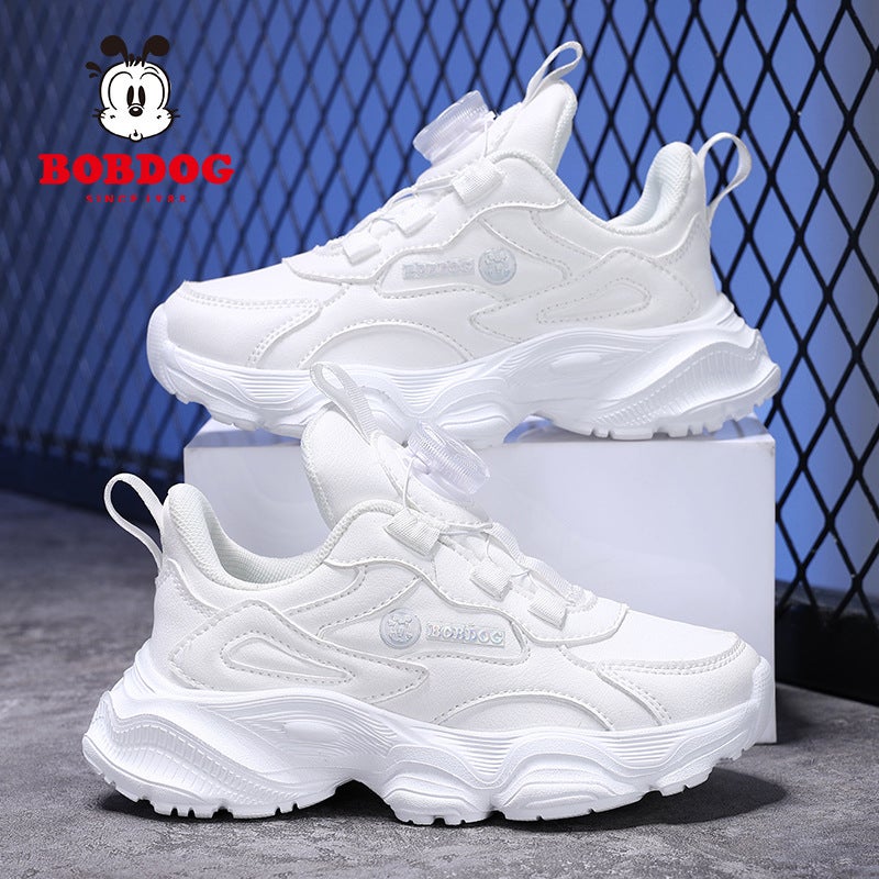 Babu Bean Boys' Breathable White Shoes Girls' Leather Waterproof White Shoes All-Match White Shoes For Middle And Big Children Campus - Image 4