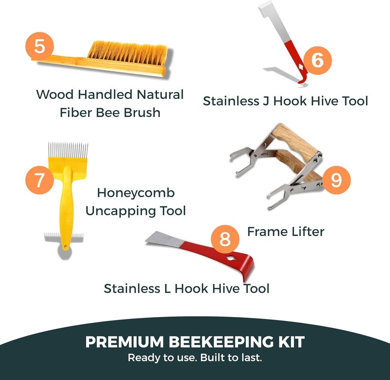 SunVara Store Bee Keeping Starter Kit Beekeeping Supplies, Bee Keeping Supplies-All Beekeeping Tools Bee Supplies and Equipment, Honey Bee Hive Starter Kit Tools Beekeeping Bee Smoker for Beekeeping - Image 4