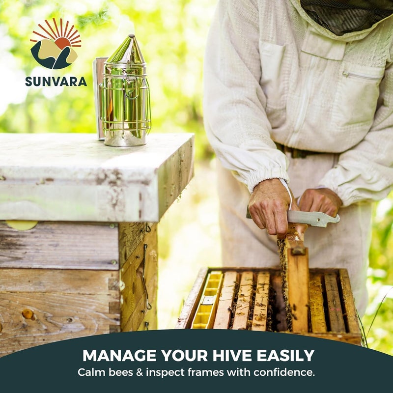 SunVara Store Bee Keeping Starter Kit Beekeeping Supplies, Bee Keeping Supplies-All Beekeeping Tools Bee Supplies and Equipment, Honey Bee Hive Starter Kit Tools Beekeeping Bee Smoker for Beekeeping - Image 5