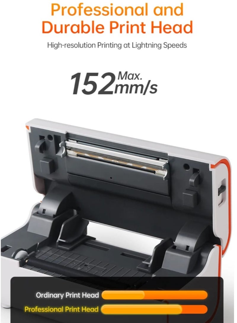 الطابعه الحراريه للفواتير والباركود وبوليصه الشحن بنظام البلوتوث بسرعه 152 مم في الثانيه بطابع حديث وسهله الاستخدام - Image 4